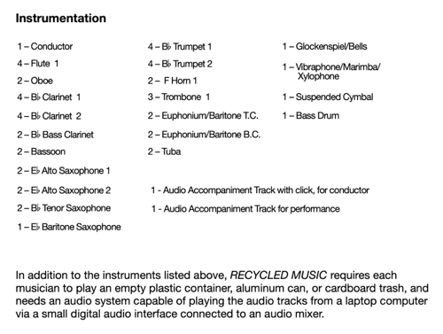 RECYCLED MUSIC instrumentation